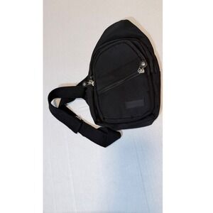 Unbranded Fashion Black Nylon Sling Bag Multi-Pocket Crossbody Chest Pack Travel